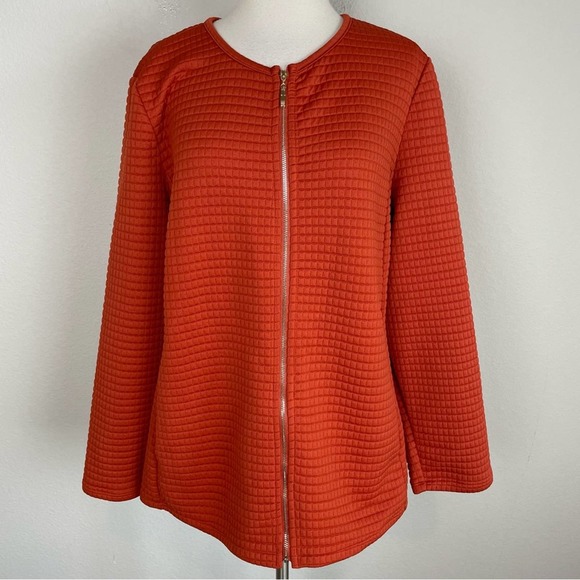 Chico's Rust Quilted Knit Zip jacket 3 - Picture 1 of 8